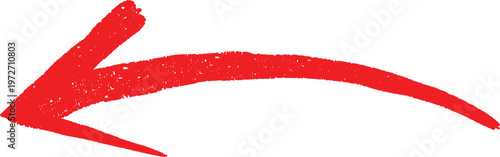 Hand drawn red arrow pointing to the left with a textured crayon or oil pastel stroke style