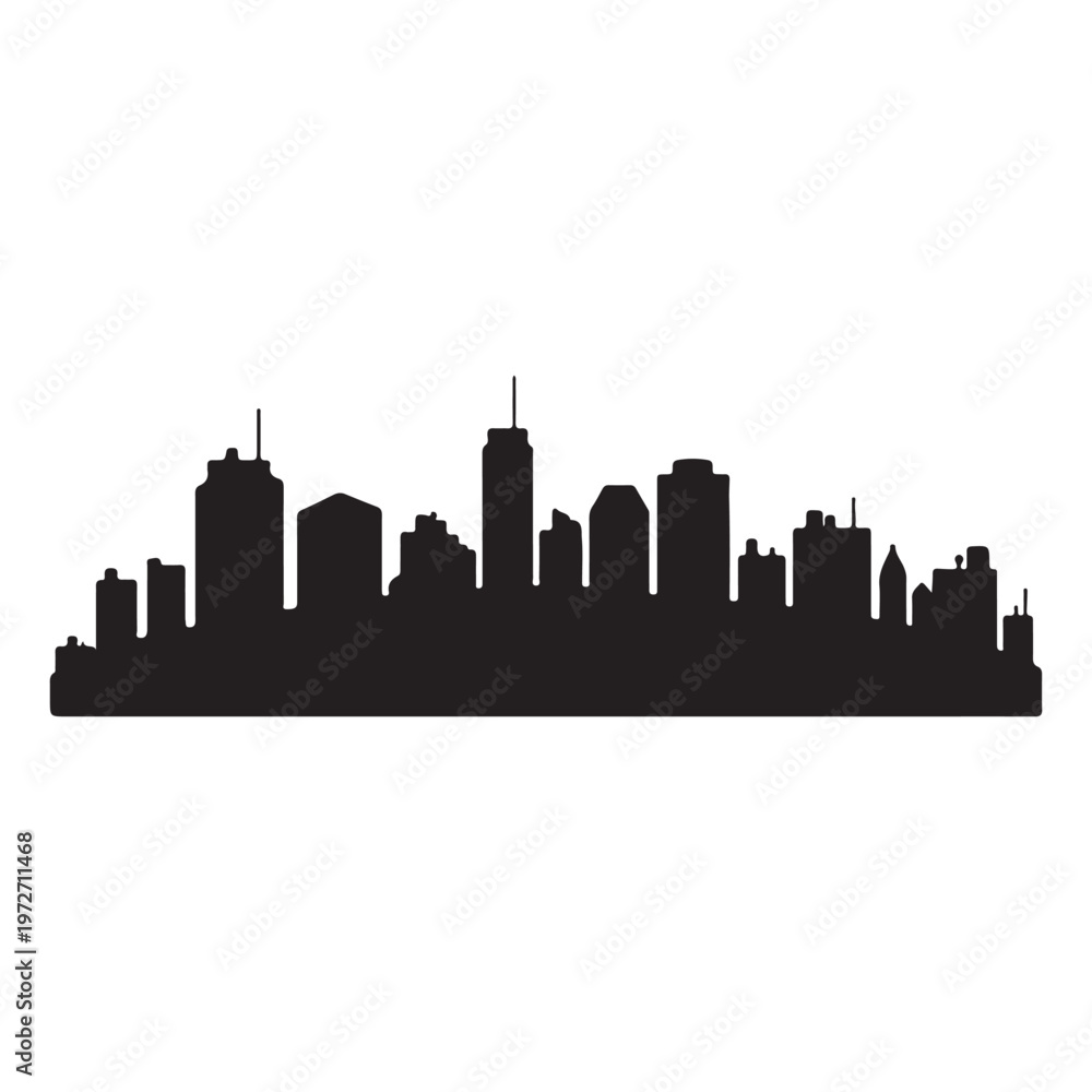 Obraz premium City Skyline Silhouette Minimalist Vector Illustration