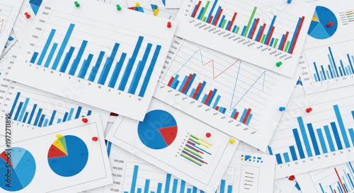 Data Analysis Charts Pie Bar Graphs Spreadsheets Reports Statistics Information Finance Concept Business Presentation Document