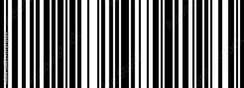 Seamless bar code strip pattern with vertical thin and thick lines. Abstract geometric texture background for retail, supermarket