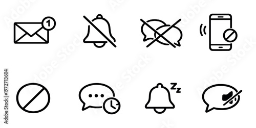 Notification icons for mute and do not disturb on gray