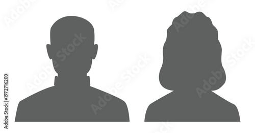 Two distinct human head silhouettes are presented in a stark monochromatic style showcasing simple forms silhouette high quality professional detailed modern elegant stylish