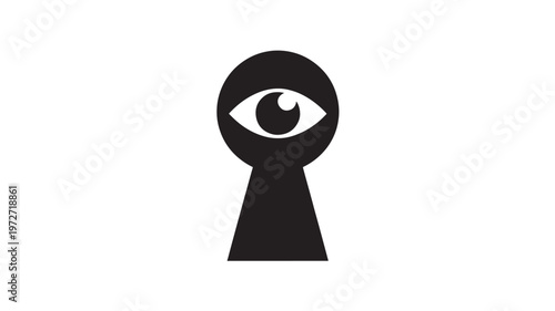 Surveillance Eye in Keyhole Icon Representing Privacy Intrusion Monitoring and Security Concepts