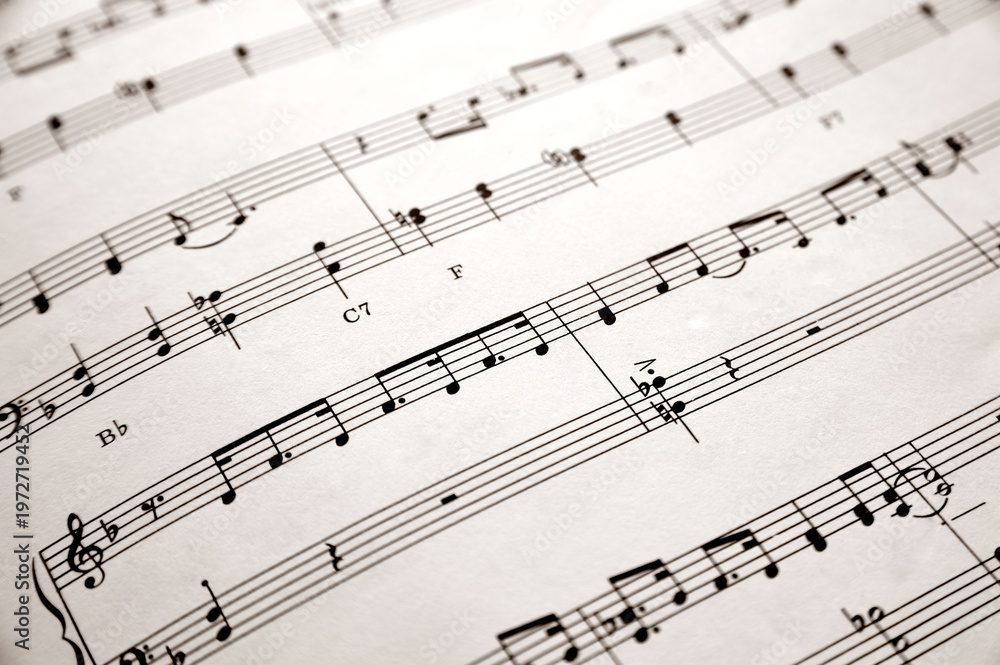 Fototapeta premium Close-up shot of old sheet music.