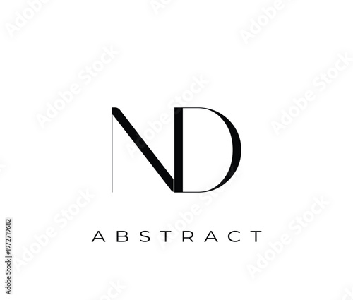 Nd abstract logo design with black letters on white background