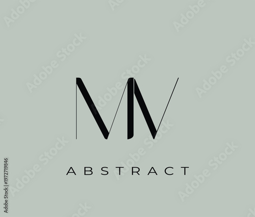 Abstract design with stylized letter M and W on gray