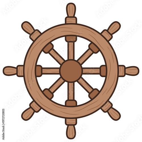 Ship wheel wooden nautical steering helm vector illustration transparent background