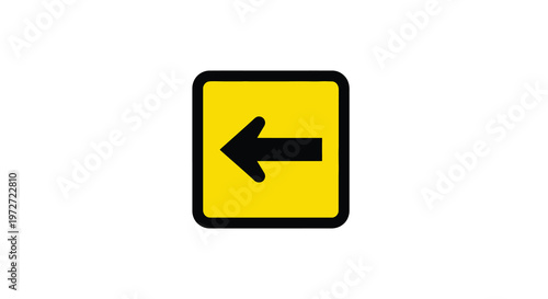 Yellow square sign with a black left pointing arrow indicating direction