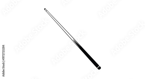A simple black and white illustration of a pool cue on white background