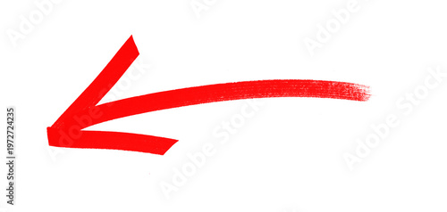 Obraz na plátně red arrow icon brush stroke, arrow sign drawn with marker on transparent backgro