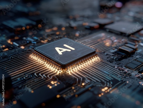 ai chip technology with technology background