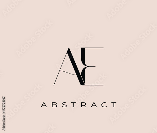 Abstract logo design with AE letters and minimalist typography