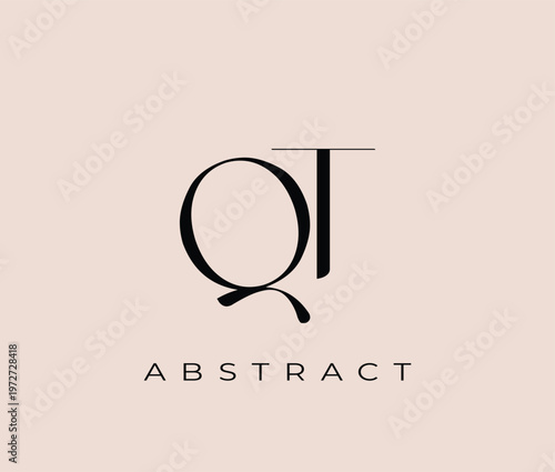 Qt abstract logo design with big black letters on beige