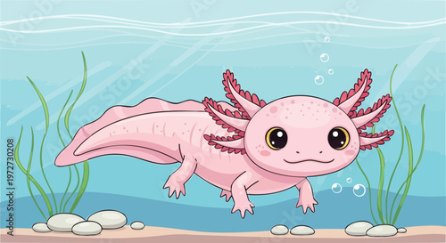 Cute Minecraft Axolotl Vector – Trending TikTok Aesthetic Blue Axolotl Art