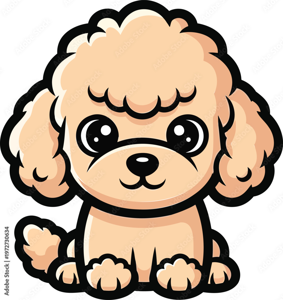 Obraz premium Cute Poodle Puppy Cartoon Vector Mascot Isolated on White