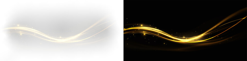 Abstract golden wave of sparkling confetti and magical fairy dust png