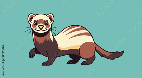 Playful Ferret Pet Illustration – Exotic Animal Flat Vector Mascot