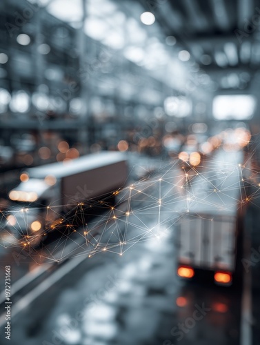logistics tracking technology system with a blured technology background