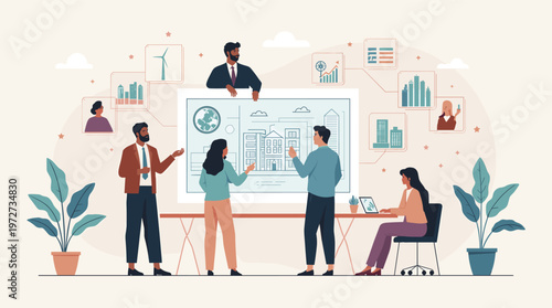 A serene and minimalist illustration of a potted plant, ideal for backgrounds, websites, or branding needing a touch of calm and natural simplicity. T