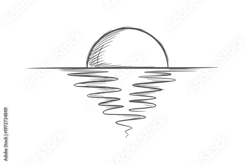 Minimalist black and white of sunset reflection water monochrome