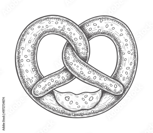 Of a classic pretzel with a bite taken out food snack baked dough