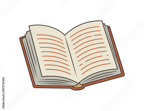 Open book with lined pages simple cartoon illustration