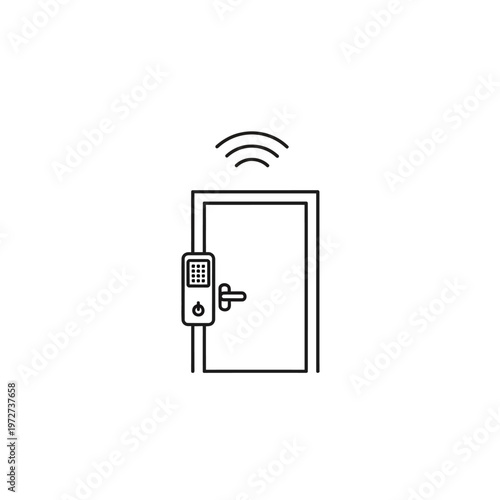 Smart Home Digital Door Lock with WiFi Signal Icon on Isolated White Background