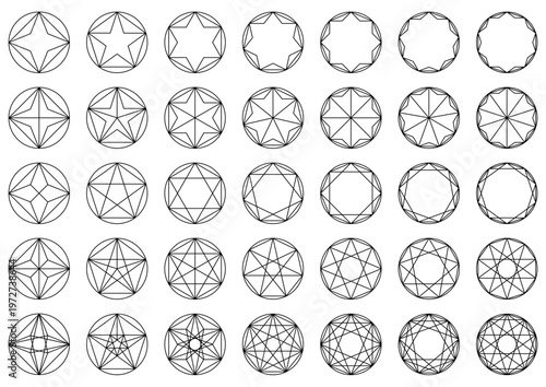 線で描いた多角形セット