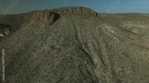 Approaching a mountain and hills  in Las Cruces, New Mexico near the Rio Grande River.