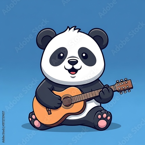 Cartoon panda playing acoustic guitar.