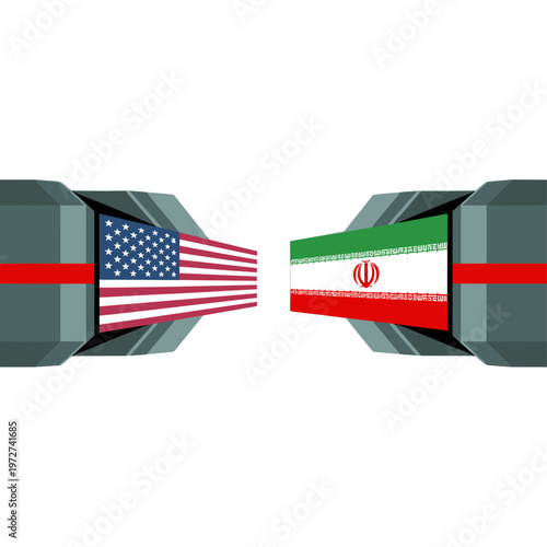 Conceptual illustration of the complex relationship between two nations.