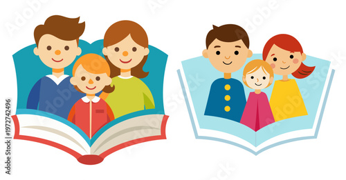 Happy family stories told in books animated characters