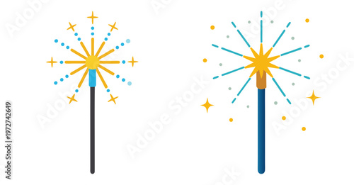 Festive fountain sparkler bright light celebration element