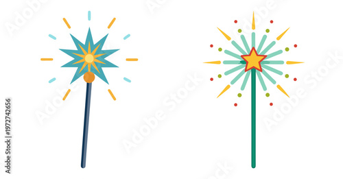 Two colorful sparkler fireworks for celebrations and holidays