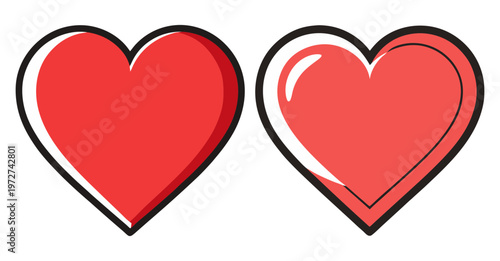 Two red hearts symbolizing love and affection romantic art