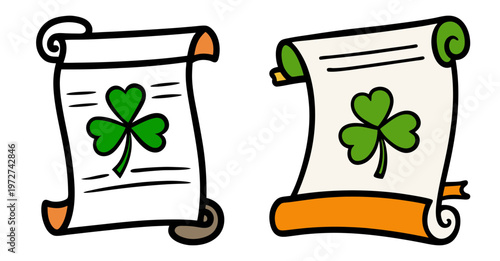 Irish blessing scroll with shamrocks for good luck