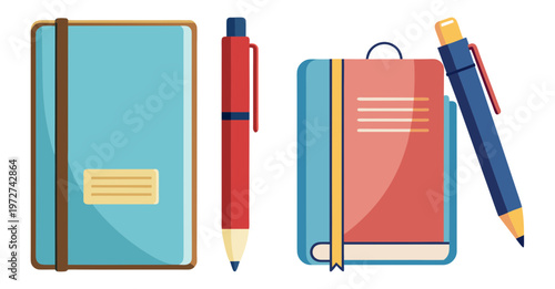 Open notebook and pens for writing and journaling