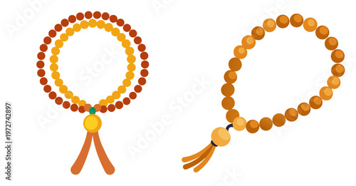Two strands of meditation prayer beads with tassels