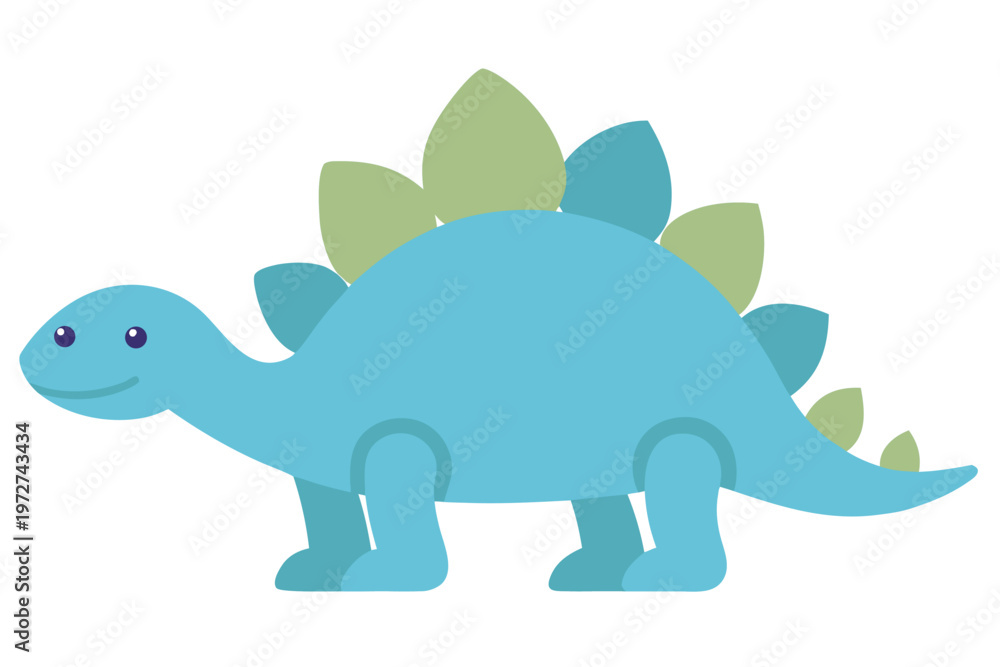Naklejka premium a cute stegosaurus dinosaur flat cartoon design