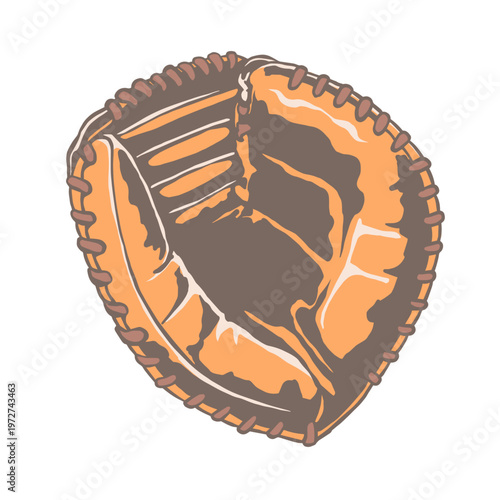 soft vintage hand drawn baseball glove illustration