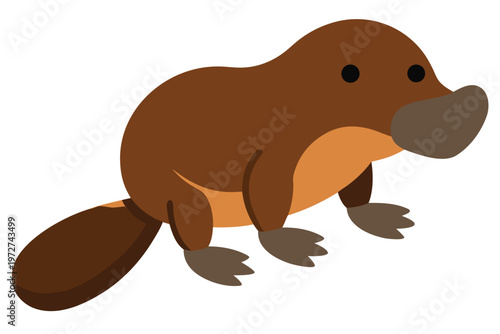 a cute platypus  flat cartoon design  brown tones