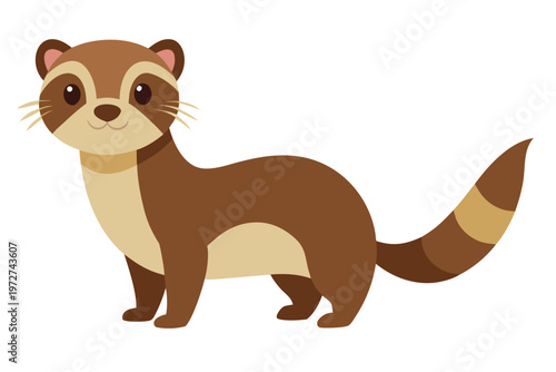 a cute ferret standing  flat cartoon style  soft b
