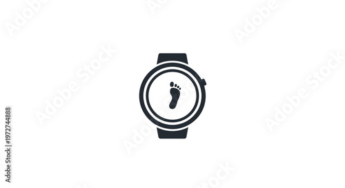 Smartwatch with a footprint icon on its screen, symbolizing step tracking and fitness monitoring for a healthy lifestyle.