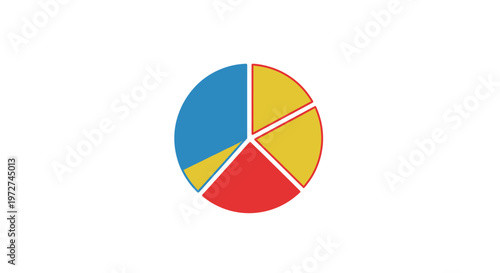 Free Download A simple pie chart with five segments in blue, yellow, and red, representing data visualization and statistical analysis. - GFXLoad