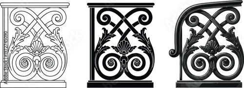 Vintage ornate architectural detail with acanthus leaves and scrollwork a classic vector design element for elegant projects