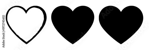 Wish-list heart icons set with solid black icons on white background featuring wishlist, heart, symbol with love and satisfaction