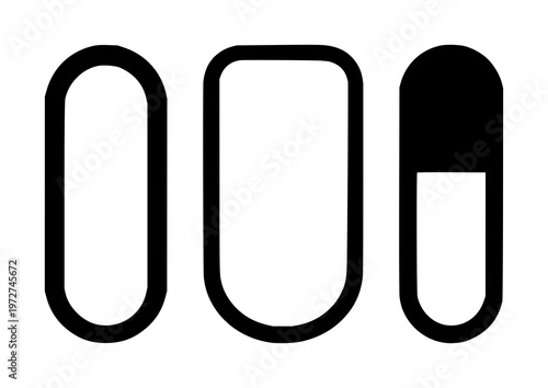 Paperclip set with solid black icon on white background featuring attachment symbol, office stationery, file management with graphic representation and minimalist design