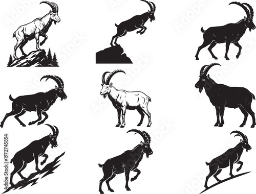 Agile Mountain Goat Climbing Steep Rocky Terrain