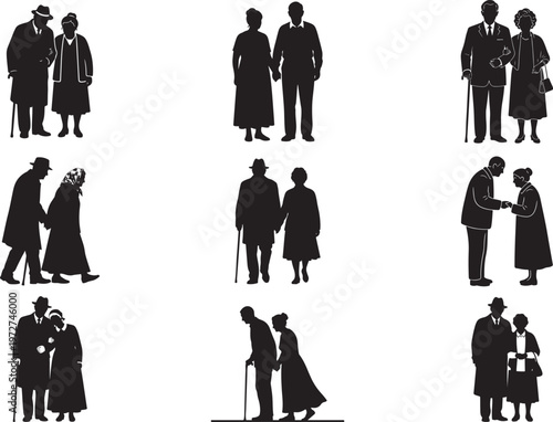 Senior Couple Walking Side by Side Calmly