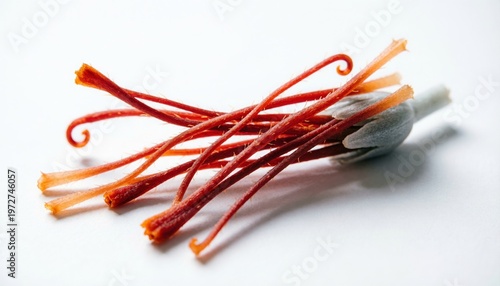 Vibrant red saffron threads a luxurious, aromatic, and precious spice for culinary use